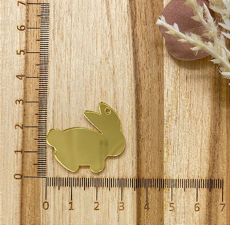 PINGENTE ACRILICO DOURADO COELHO FOFINHO - UNID