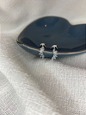 Brinco Mini Earcuff Zirconia Água Marinha
