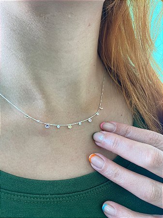 Colar Micro Zirconias Coloridas