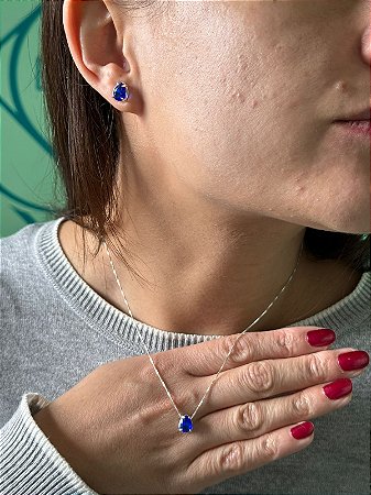 CONJUNTO PONTO DE LUZ GOTA AZUL SAFIRA