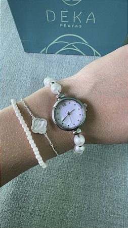 Kit Relógio e Pulseiras - PRATA