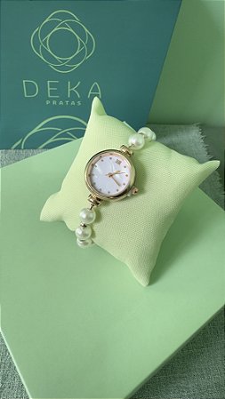 Relógio Pérola Semijoia - Dourado