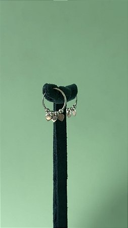 Brinco Argola Prata 925 com Corações 10mm
