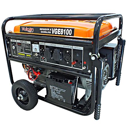 Gerador Vulcan VGE8100 Á Gasolina 4 Tempos 420CC 15HP 6.5 kW Bivolt Partida Elétrica
