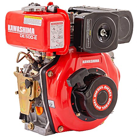 Motor Estacionário Kawashima DE500E À Diesel 211CC 4.2HP 4T 3600rpm Com Partida Manual e Elétrica