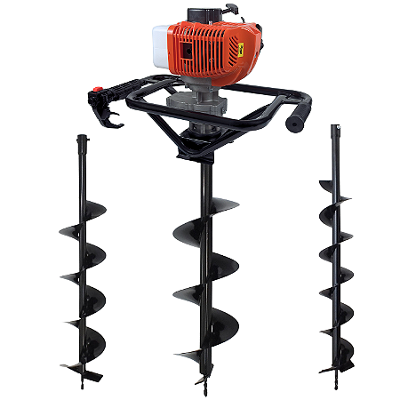 Perfurador De Solo Duratork DPS523P Á Gasolina 2T 52cc 2,5HP Com Brocas 80X10cm + 80X15cm + 80X20cm