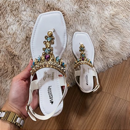 Compre Sandália Mississipi Pedrarias Branca Dakota Online