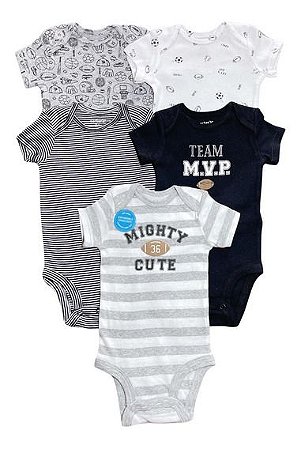 Kit com 5 Bodies Carter's Manga Curta - Futebol Americano
