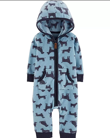 Macacão em Fleece sem pezinho com capuz Carter´s - Cachorro