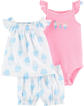 Trio com Shorts Carter´s - Sorvete