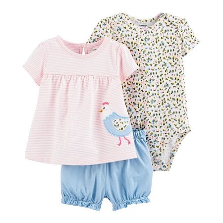 Trio com Shorts Carter´s - Galinha
