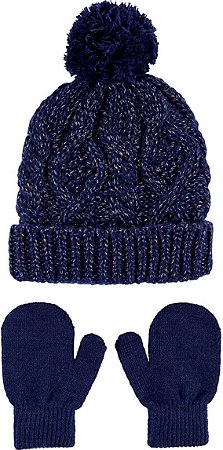 Kit Gorro e Luvas Carter´s - Glitter Marinho - 12-24 meses