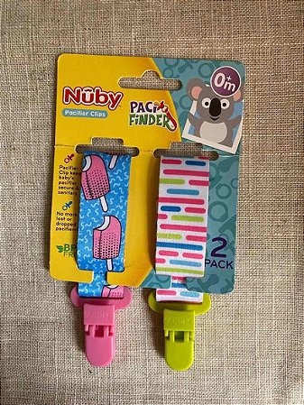 Kit com 2 Prendedores de Chupeta Nûby - Picolé/ Listrado