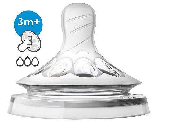Kit com 2 Bicos de Mamadeira Pétala nº 3 Philips Avent - 3m+
