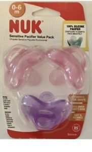 Kit com 3 Chupetas Sensitive Nuk - 0-6m Rosa/ Lilás