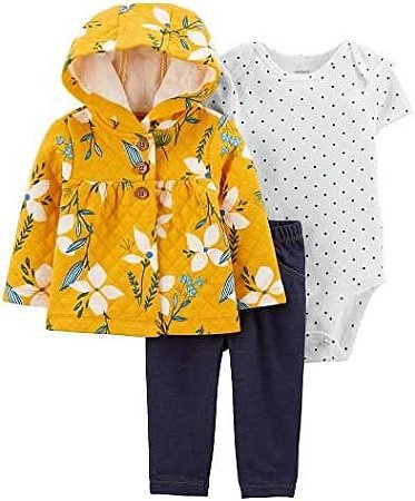 Trio com Casaco Carter´s - Floral Amarelo