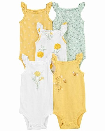Kit com 5 Bodies Carter's Regata - Abelha