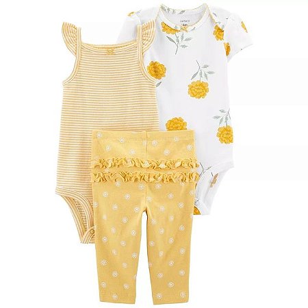 Trio com Calça Carter´s - Floral Amarelo