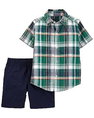 Conjunto 2 peças Carter´s - Xadrez Verde/ Azul