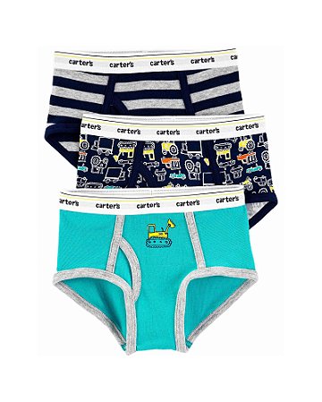 Kit com 3 Cuecas Carter´s Trator - 6-7 anos