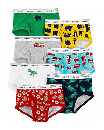 Kit com 7 Cuecas Carter´s Estampas - 4-5 anos