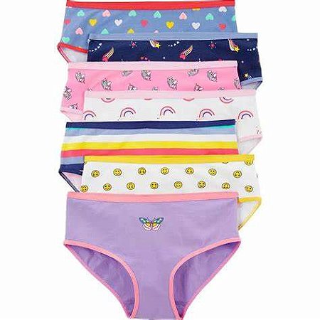 Kit com 7 Calcinhas OshKosh Estampas - 4-5 anos