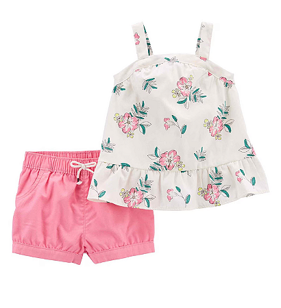 Conjunto 2 peças Carter´s - Floral Rosa/ Cru