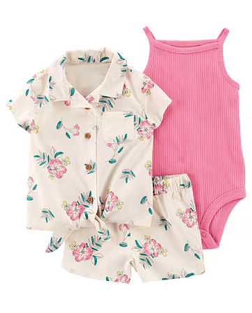 Trio com Shorts Carter's - Floral/ Havaiano