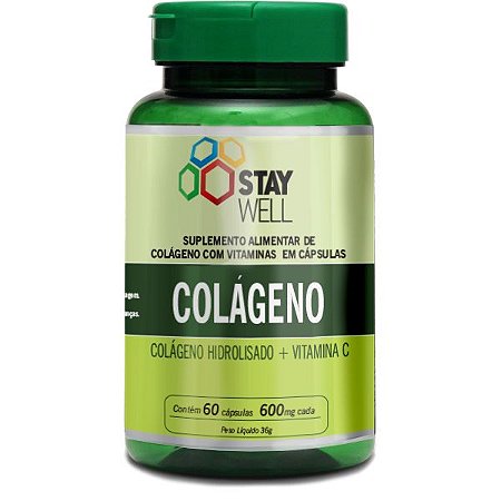 Colágeno Hidrolisado com Vitamina C - 60 cápsulas com 600mg - Stay Well
