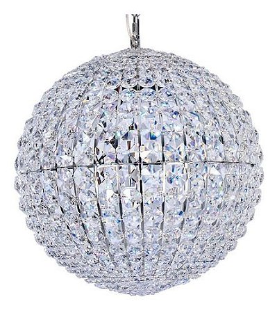 Pendente Lustre Bola De Cristal Cromada D40Cm- Nick