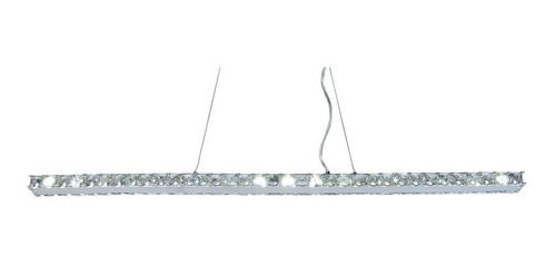 Pendente Lustre Canaleta Cromado Com Cristal E Led Incluso D120Cm - Fedra