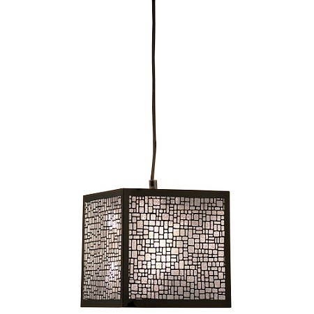 Pendente Lustre Quadrado De Inox Cromado Recortado A Laser 18X18Cm  - Apolo