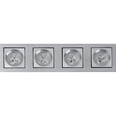 Spot Embutido Aluminio Escovado Quadruplo Com Led Incluso - Nyx M