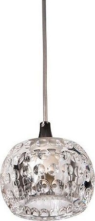 Pendente Lustre Bloco De Cristal Redondo Unitario Cromado - Demeter