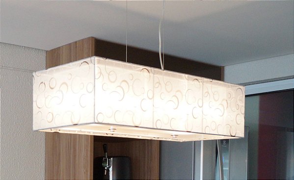 Pendente Lustre Cupula Cilindrica Tripla De Tecido Voil Prata Com Detalhes D80Cm - Hermes