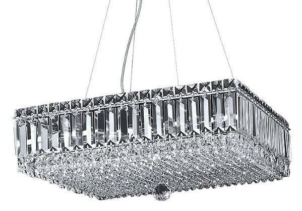 Pendente Lustre De Cristal Quadrado Com Placas 50X50Cm - Alcmera