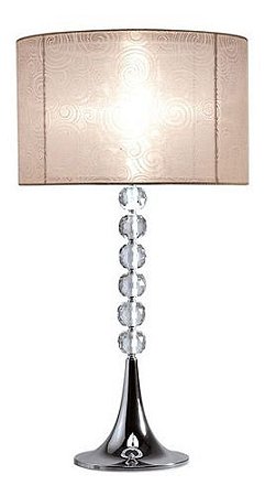 Abajur Luminaria De Mesa Cromada Com Cristal Bola Sem Cúpula c/ LED - Oceano
