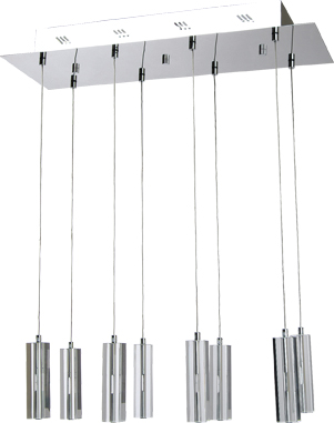 Pendente Retangular Bloco de Cristal 8 lâmpadas 57x27cm Hefesto