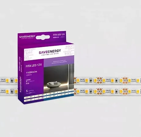 Fita Led 12v 12w/m Ip20 4000k Branco Neutro - Save Energy - 5 metros