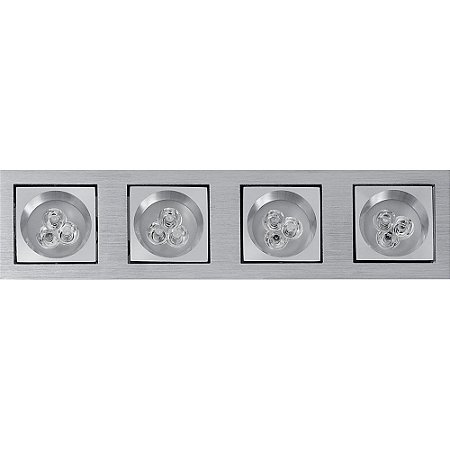 Kit 6 Spot Embutido Aluminio Escovado Quadruplo com Led Nyx