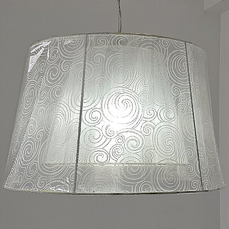 Pendente Lustre Cupula Dupla Conica Em Tecido Voil Branco D50Cm - Hermes