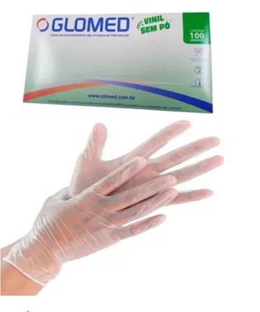 Luva de Vinil Sem Pó Glomed (Caixa c/100)