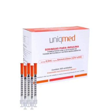 Seringa para Insulina 0,5ml - 5mm x 0,23mm 32g UNIQMED
