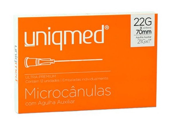 Microcânula 22G 0,70mm x 70mm com Agulha Auxiliar - UNIQMED