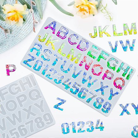 Molde Em Silicone Platina - Letras Do Alfabeto E Números Grandes