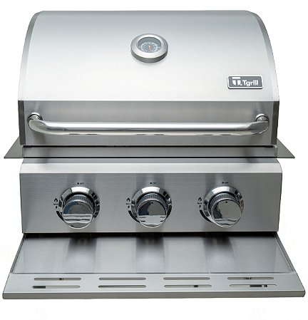 Churrasqueira a gás em inox embutir ou bancada 3 queimadores