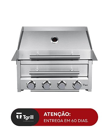 Churrasqueira hibrida flex inox 304 gas, carvão e defumador 4 queimadores