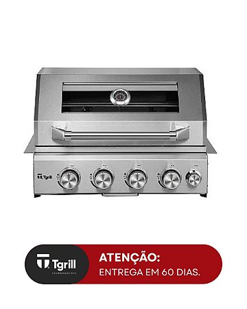 Churrasqueira a gás em inox 4 queimadores visor e infrared