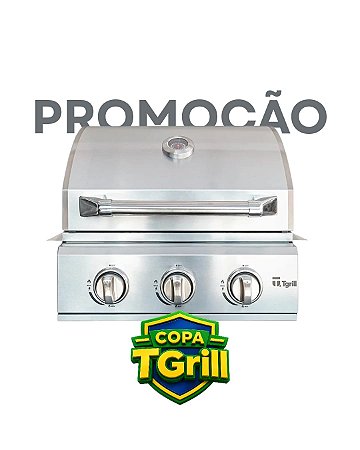 Churrasqueira a gás INOX 304 embutir ou bancada 3 queimadores