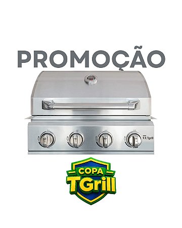 Churrasqueira a gás AÇO INOX 304 embutir ou bancada 4 queimadores
